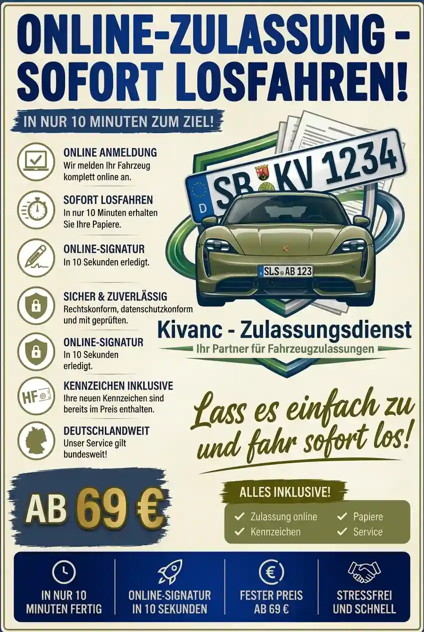 Kfz online zulassen im Saarland – Kivanc Zulassungsdienst